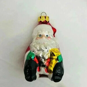Santa Claus Blown Glass Christmas Hanging Tree Ornament Candy Cane Gifts